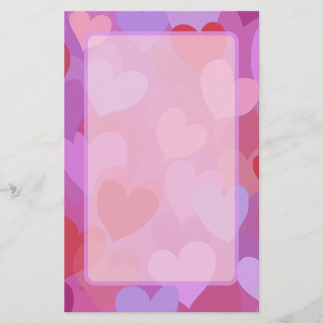 Playful Colourful Heart Pattern Stationery (Front)