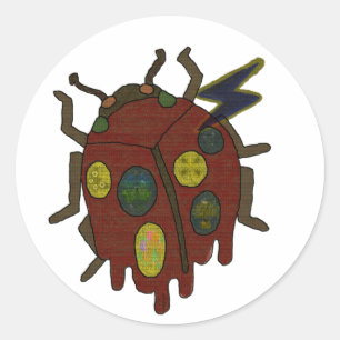 Playful, Colourful Melting Ladybug Classic Round Sticker