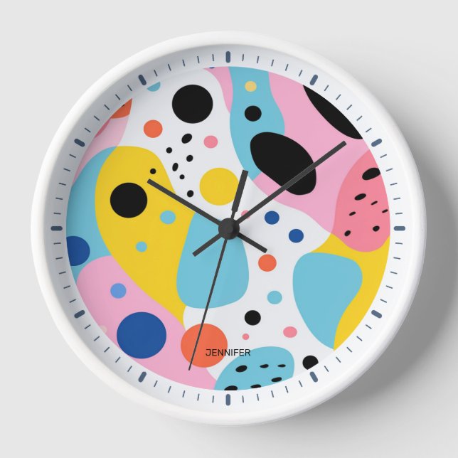 Playful colourful organic shapes| monogram clock (Front)