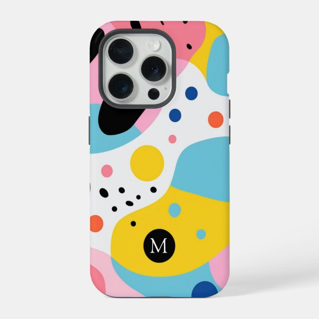 Playful colourful organic shapes| monogram iPhone case (Back)