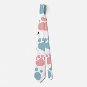 Playful Colourful Pastel Animal Paws Tie