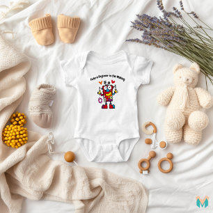 Playful Colourful Robot Design Baby Bodysuit