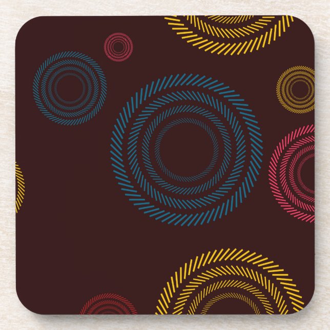 Playful, colourful, trendy, cool striped circles coaster (Front)