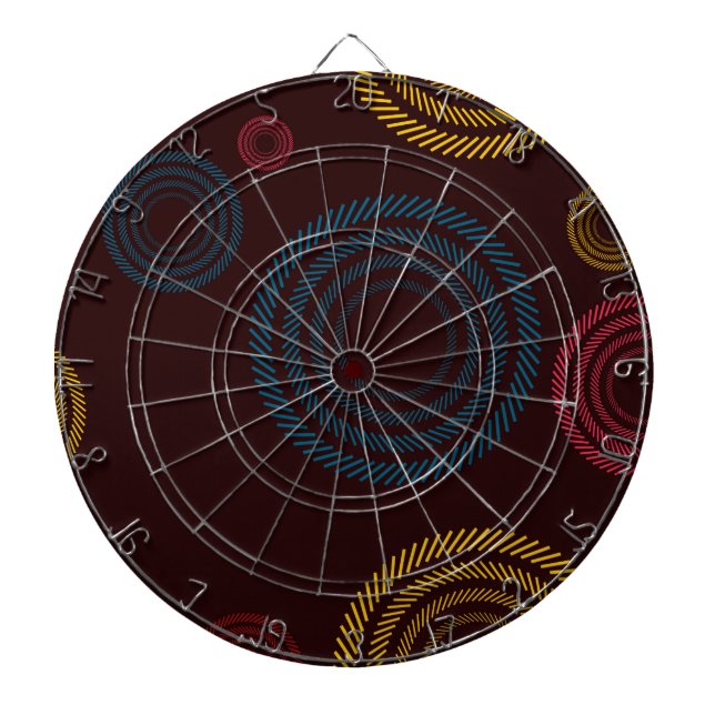 Playful, colourful, trendy, cool striped circles dartboard (Front)