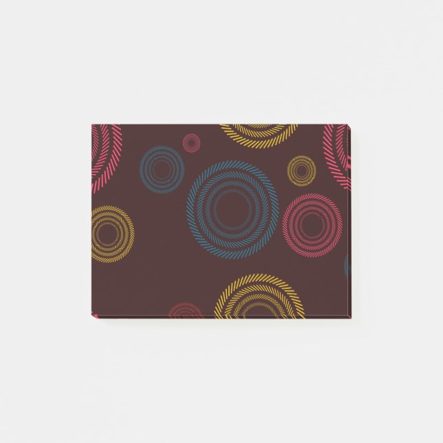 Playful, colourful, trendy, cool striped circles post-it notes (Front)