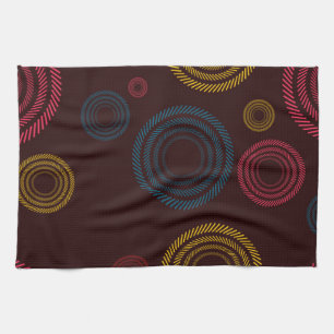 Playful, colourful, trendy, cool striped circles tea towel