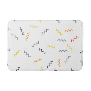 Playful, colourful, trendy, modern memphis zigzags bath mat