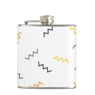 Playful, colourful, trendy, modern memphis zigzags hip flask