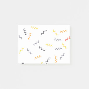 Playful, colourful, trendy, modern memphis zigzags post-it notes