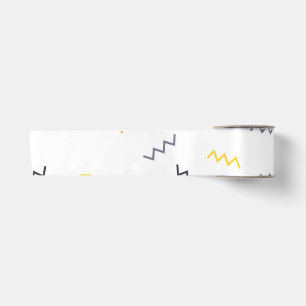 Playful, colourful, trendy, modern memphis zigzags satin ribbon