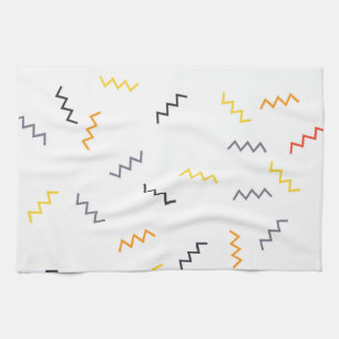 Playful, colourful, trendy, modern memphis zigzags tea towel