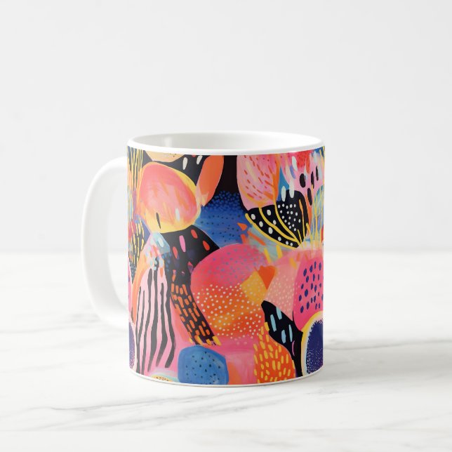 Playful Colours Abstract Pattern Coffee Mug (Front Left)