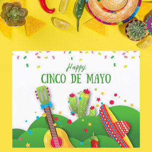 Playful Confetti Cinco de Mayo Celebration Postcard