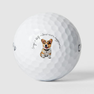 Playful Corgi 'Corgi + Golf = Fore-ever Happiness' Balls
