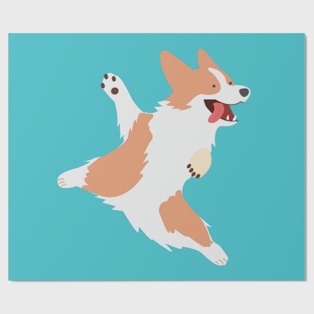 Playful Corgi Wrapping Paper (Flat)