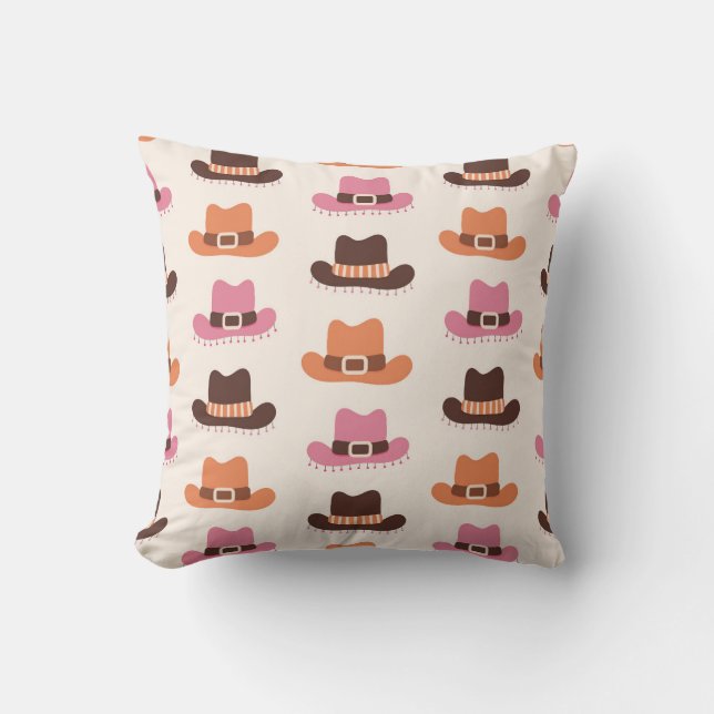 Playful Cowboy Hat Pattern Cushion (Front)