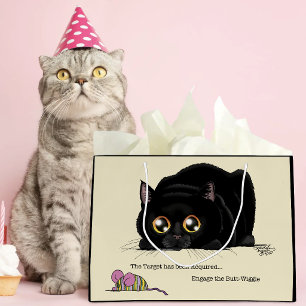 Playful Cream Kitty Butt Wiggle Black Cat Large Gift Bag