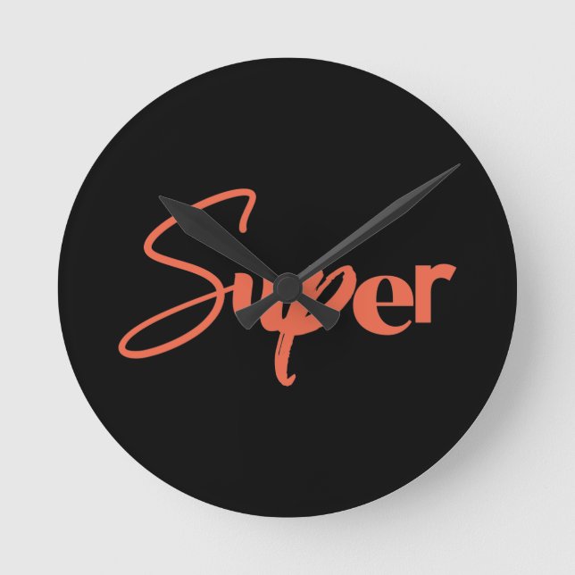 Playful, creative, cool trendy red design of Super Round Clock (Front)