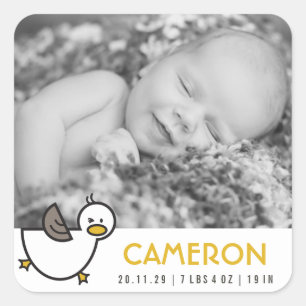 Playful Cute Duck New Birth Baby Boy Photo Sticker