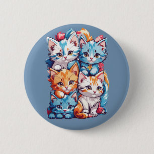 Playful Cute Kawaii Kitties 6 Cm Round Badge