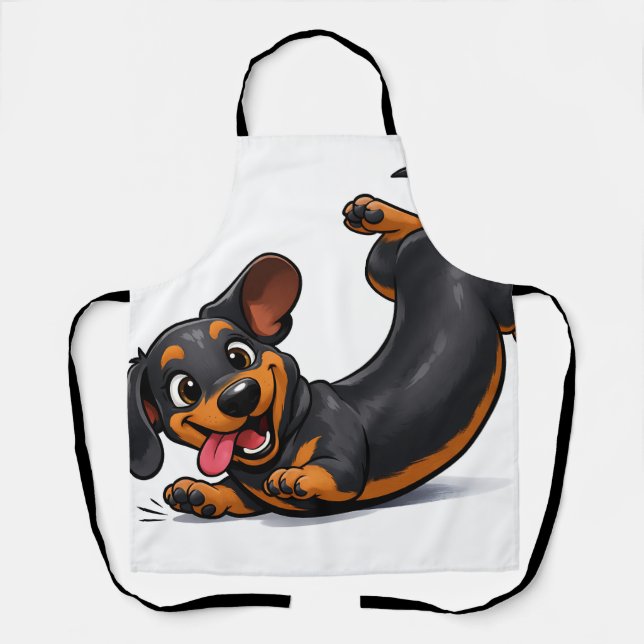 Playful Dachshund Puppy  Apron (Front)