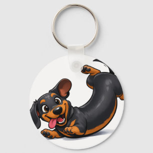 Playful Dachshund Puppy  Key Ring