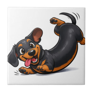 Playful Dachshund Puppy  Tile
