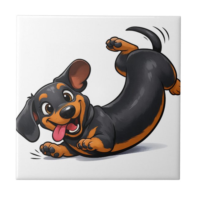 Playful Dachshund Puppy  Tile (Front)