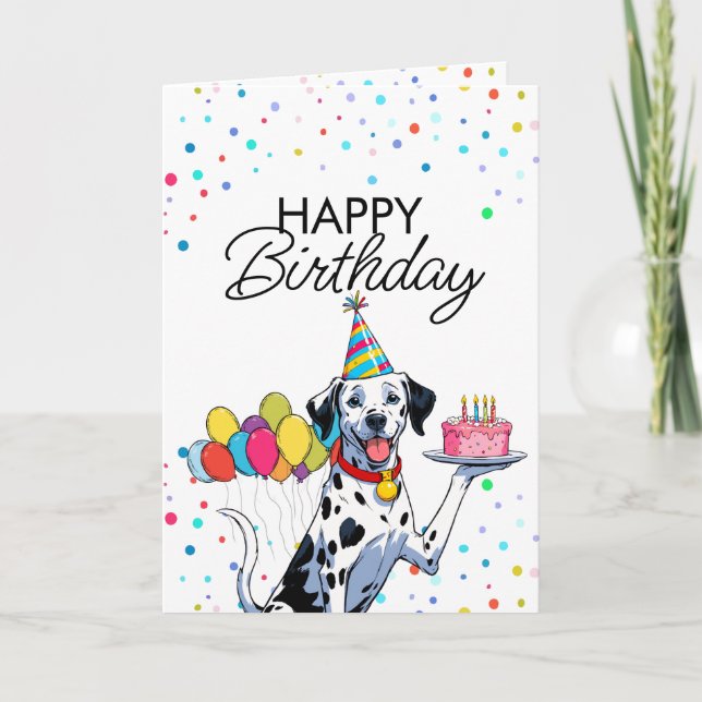 Playful Dalmatian Dog Fun Birthday Card (Front)