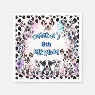 Playful Dalmatian Spot Watercolor Birthday Napkins