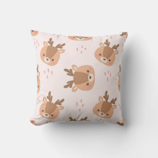 Playful Deer Head Pattern Cushion