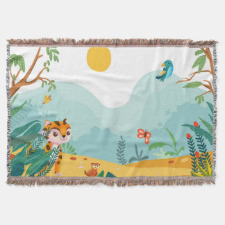 Playful & Descriptive, Playful Jungle Cub Digital Throw Blanket