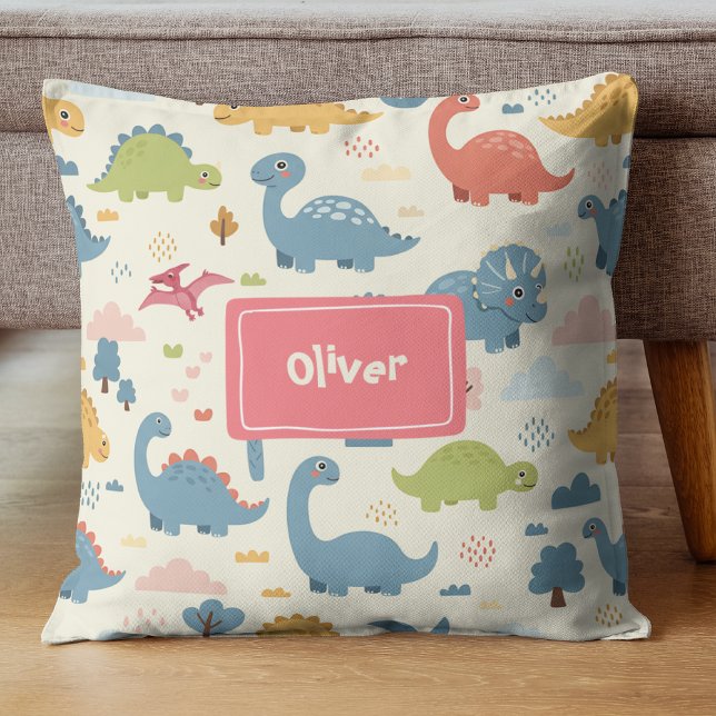 Playful Dinosaur Pattern Personalised Cushion (Creator Uploaded)