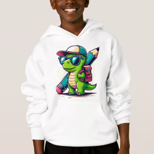 Playful Dinosaur with Pencil and Backpack