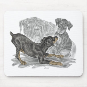 Playful Doberman Pinscher Puppies Mouse Mat