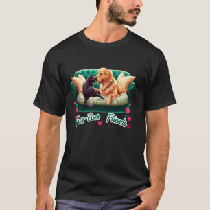 Playful Dog and Cat Duo 'Fur-Ever Friends' Cute Pe T-Shirt