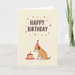 Playful Dog Cake Birthday Card