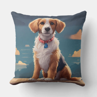 Playful Dog Cartoon Design Cushion
