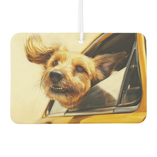 Playful Dog Enjoying Car Ride Art Print Car Air Freshener (Front)