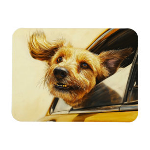 Playful Dog Enjoying Car Ride Art Print Magnet