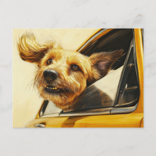 Playful Dog Enjoying Car Ride Art Print Postcard
