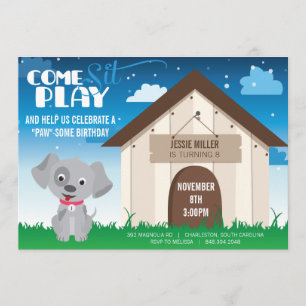 Playful Dog or Puppy Birthday Party Invitation