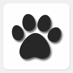 Playful Dog Paw Print for Dog Lover BLACK WHITE Square Sticker
