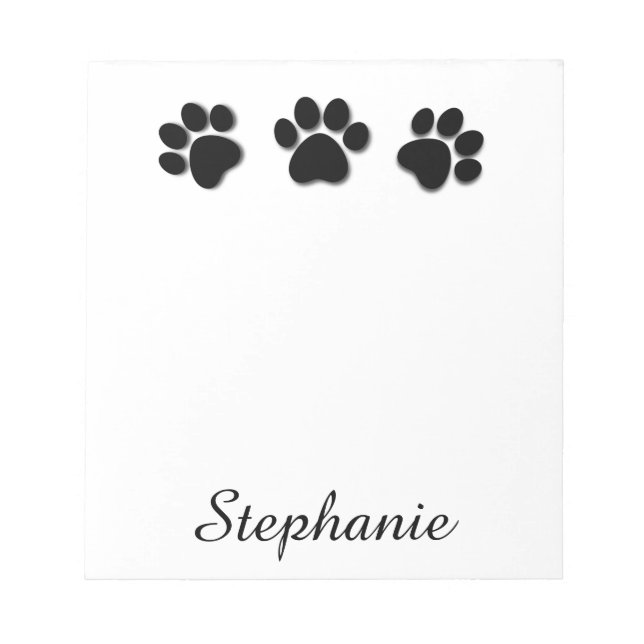 Playful Dog Paw Prints for Dog Lover BLACK 02 Notepad (Front)