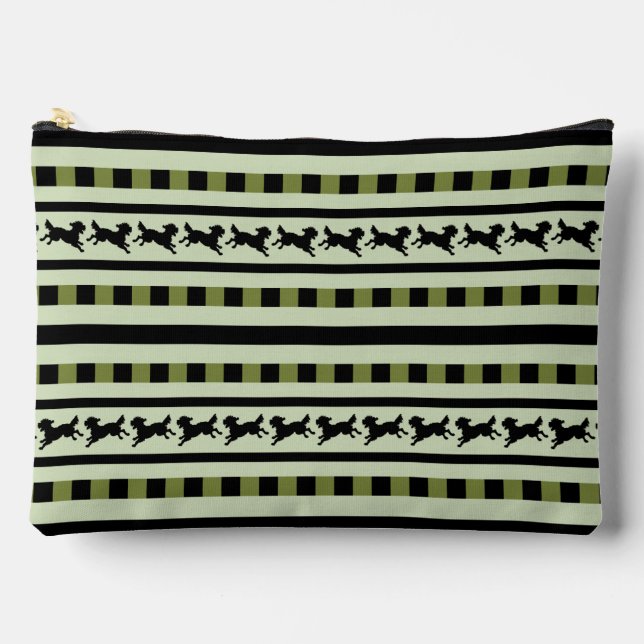 Playful Dog Stripe Pattern Accessory Pouch (Front)