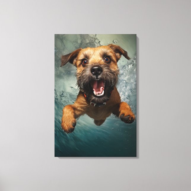 Playful Dog Swimming Underwater Design Canvas Print (Front)