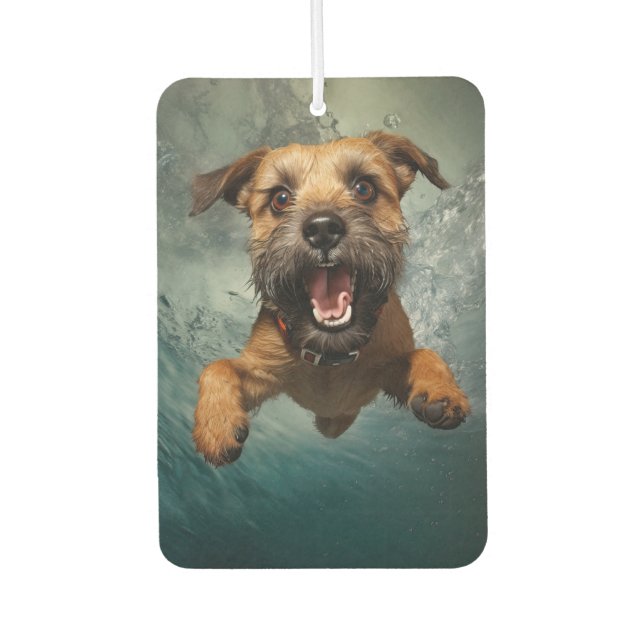 Playful Dog Swimming Underwater Design Car Air Freshener (Front)