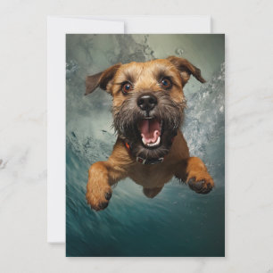 Playful Dog Swimming Underwater Design Card