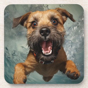 Playful Dog Swimming Underwater Design Coaster