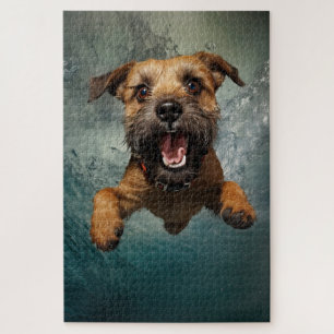 Playful Dog Swimming Underwater Design Jigsaw Puzzle